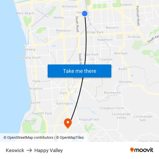 Keswick to Happy Valley map
