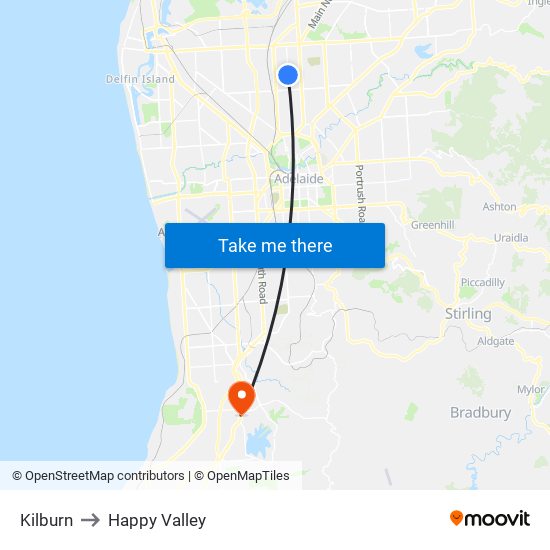 Kilburn to Happy Valley map