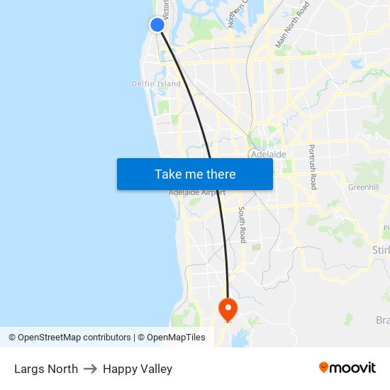 Largs North to Happy Valley map