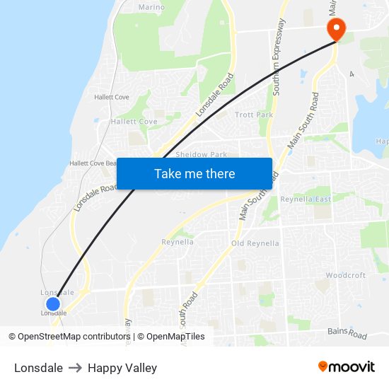 Lonsdale to Happy Valley map