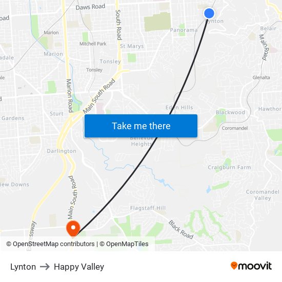 Lynton to Happy Valley map