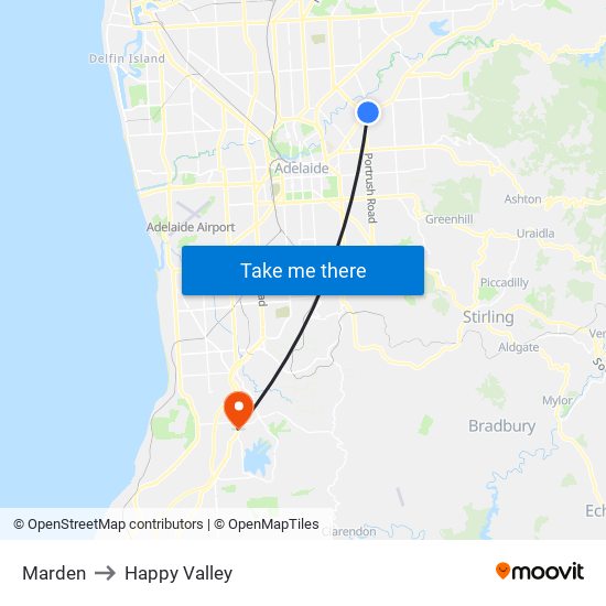 Marden to Happy Valley map