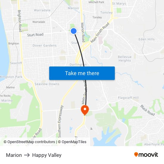 Marion to Happy Valley map