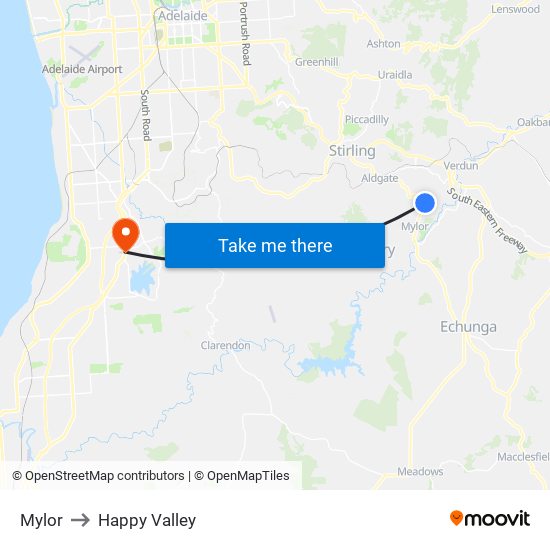 Mylor to Happy Valley map