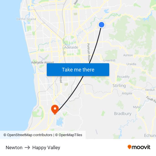 Newton to Happy Valley map