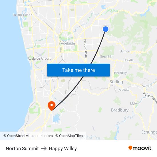 Norton Summit to Happy Valley map