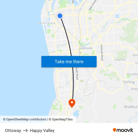 Ottoway to Happy Valley map