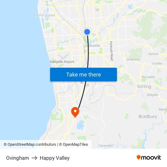 Ovingham to Happy Valley map