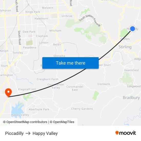 Piccadilly to Happy Valley map