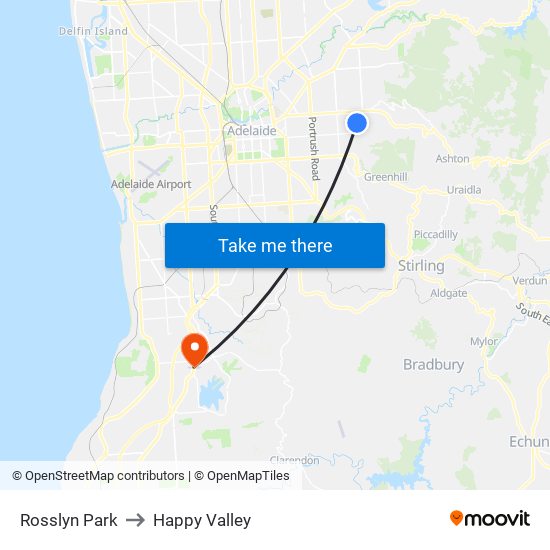 Rosslyn Park to Happy Valley map