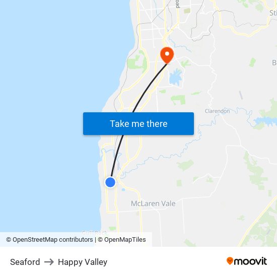 Seaford to Happy Valley map