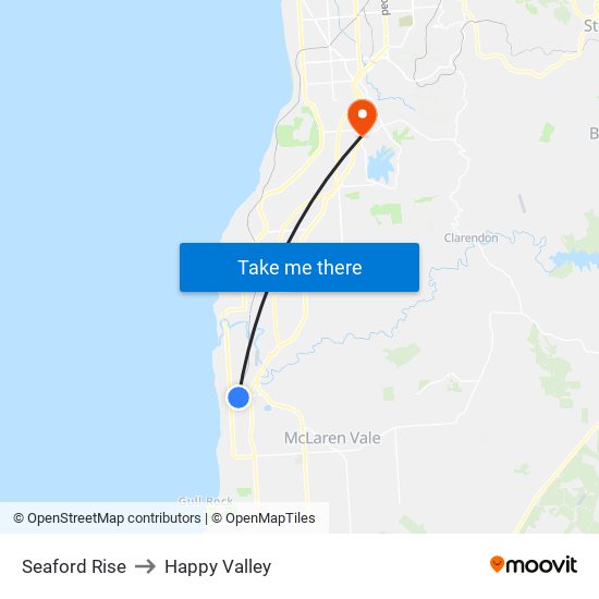 Seaford Rise to Happy Valley map