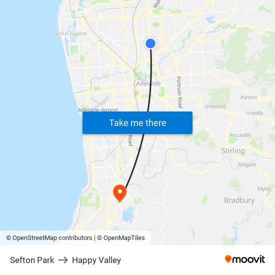 Sefton Park to Happy Valley map