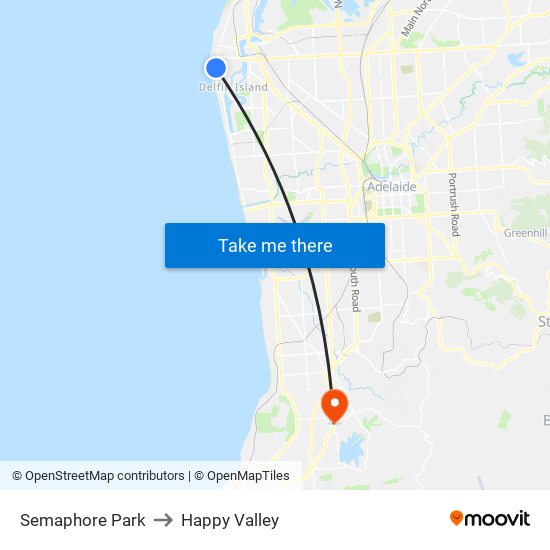 Semaphore Park to Happy Valley map
