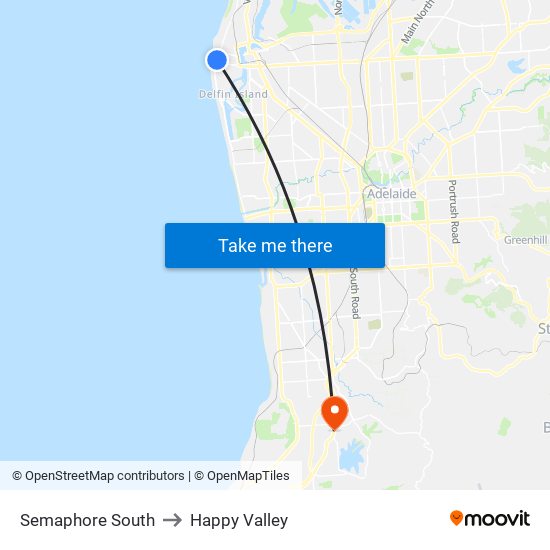 Semaphore South to Happy Valley map