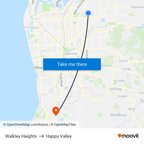 Walkley Heights to Happy Valley map