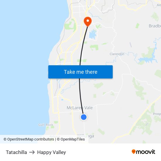 Tatachilla to Happy Valley map