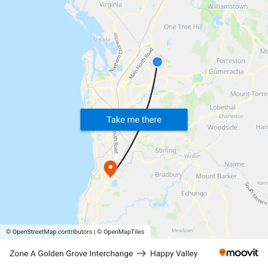 Zone A Golden Grove Interchange to Happy Valley map