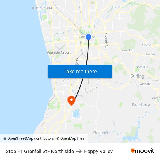 Stop F1 Grenfell St - North side to Happy Valley map