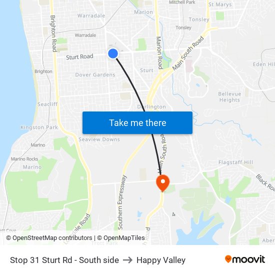 Stop 31 Sturt Rd - South side to Happy Valley map