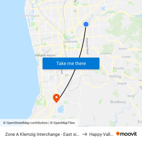 Zone A Klemzig Interchange - East side to Happy Valley map