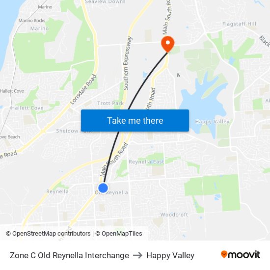 Zone C Old Reynella Interchange to Happy Valley map