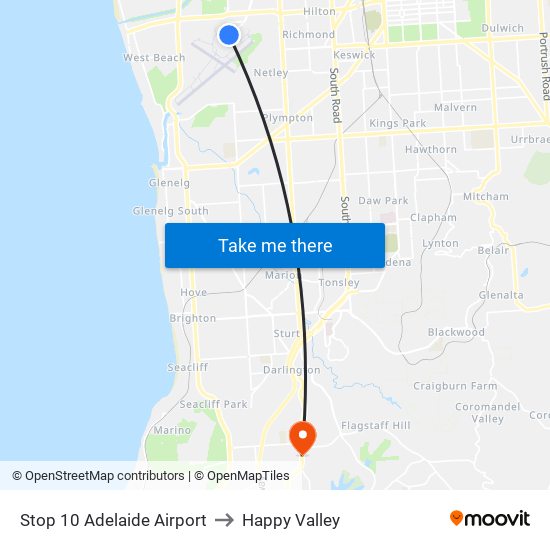 Stop 10 Adelaide Airport to Happy Valley map