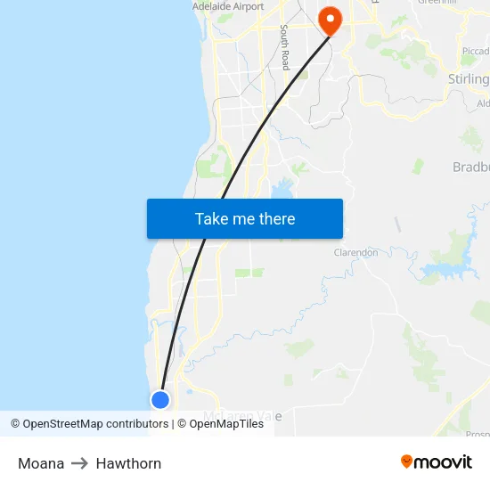 Moana to Hawthorn map