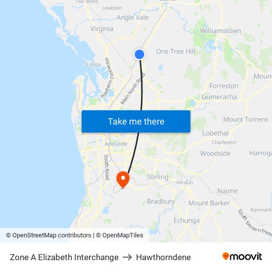 Zone A Elizabeth Interchange to Hawthorndene map