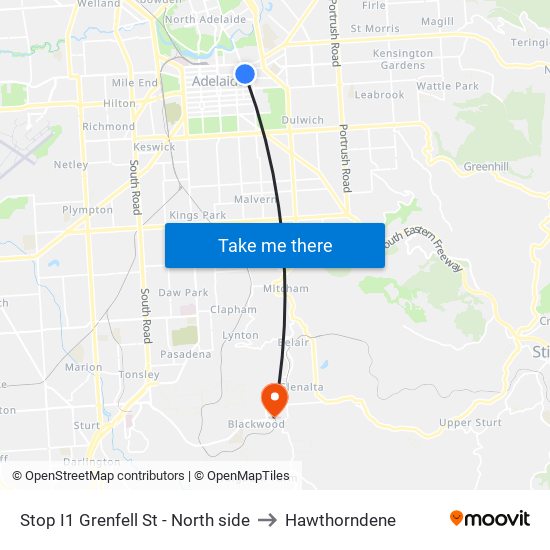 Stop I1 Grenfell St - North side to Hawthorndene map