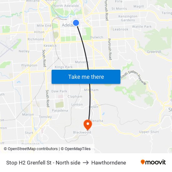 Stop H2 Grenfell St - North side to Hawthorndene map