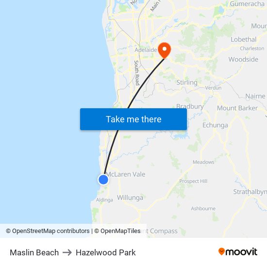 Maslin Beach to Hazelwood Park map