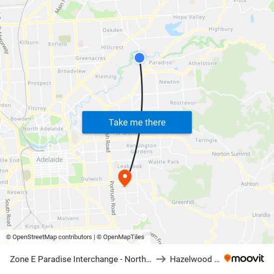 Zone E Paradise Interchange - North West side to Hazelwood Park map