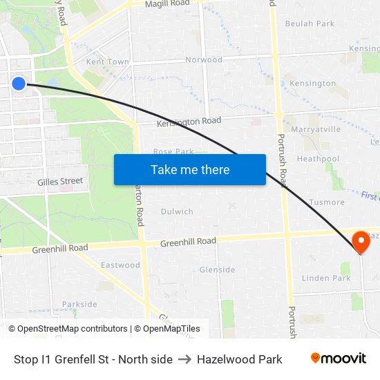 Stop I1 Grenfell St - North side to Hazelwood Park map