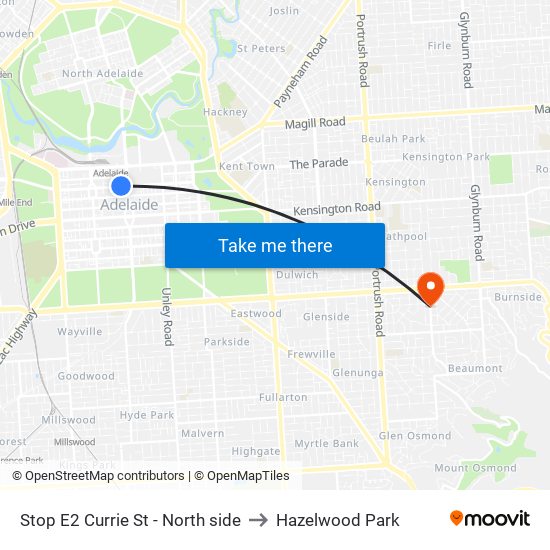Stop E2 Currie St - North side to Hazelwood Park map