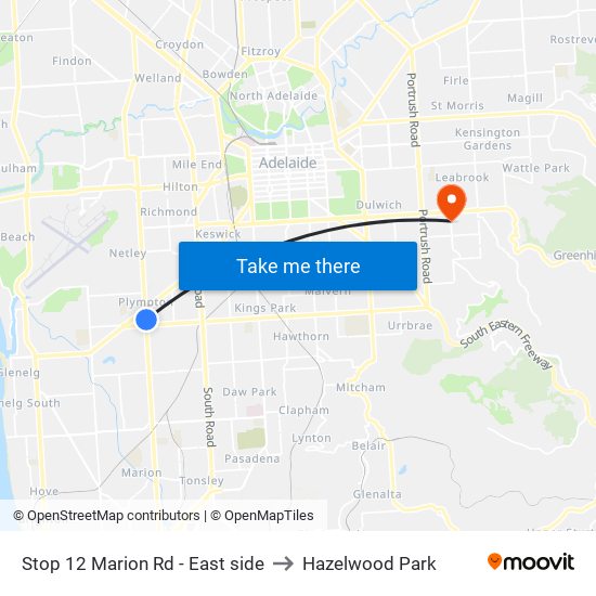 Stop 12 Marion Rd - East side to Hazelwood Park map