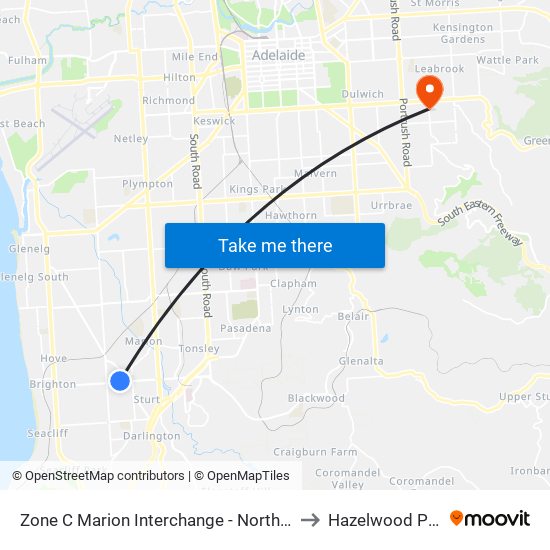 Zone C Marion Interchange - North side to Hazelwood Park map