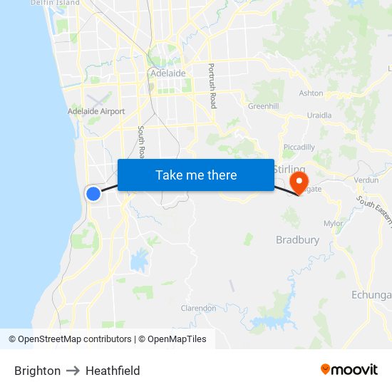 Brighton to Heathfield map