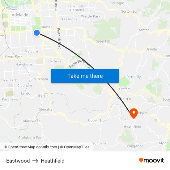 Eastwood to Heathfield map