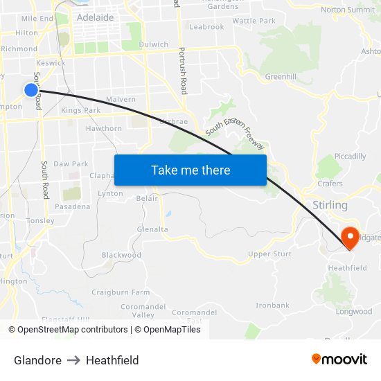 Glandore to Heathfield map