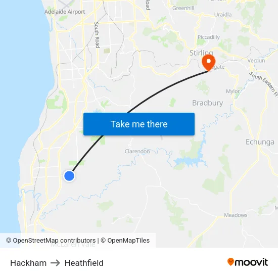 Hackham to Heathfield map