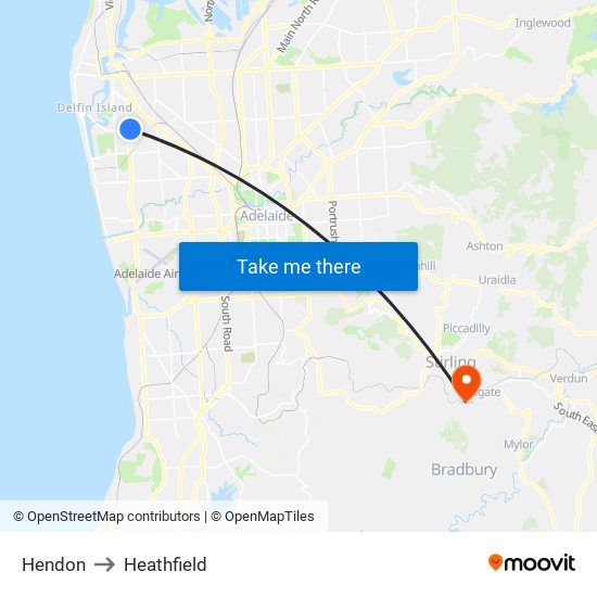 Hendon to Heathfield map