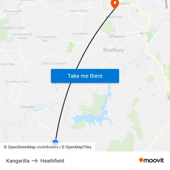 Kangarilla to Heathfield map
