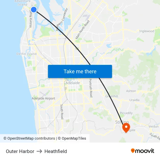 Outer Harbor to Heathfield map