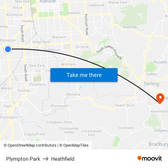 Plympton Park to Heathfield map