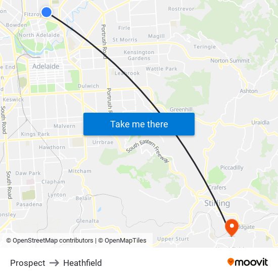 Prospect to Heathfield map