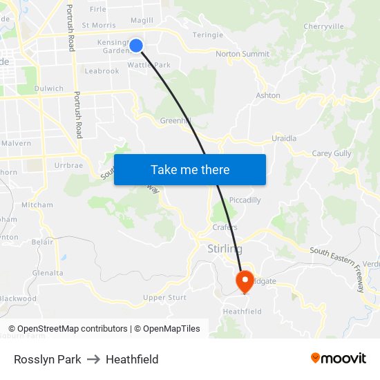 Rosslyn Park to Heathfield map