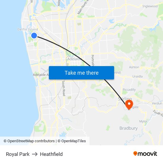 Royal Park to Heathfield map