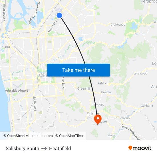 Salisbury South to Heathfield map