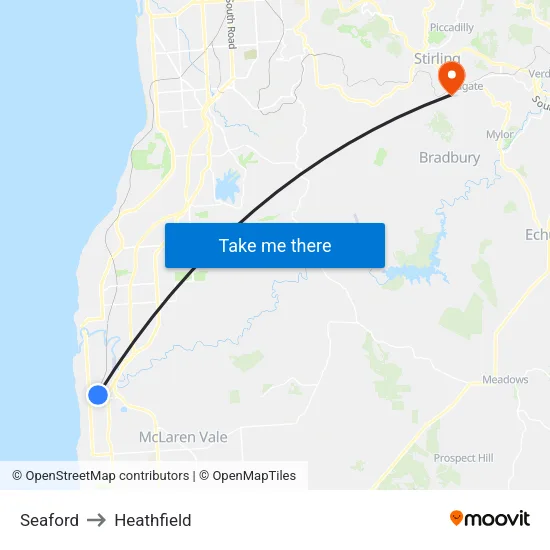 Seaford to Heathfield map
